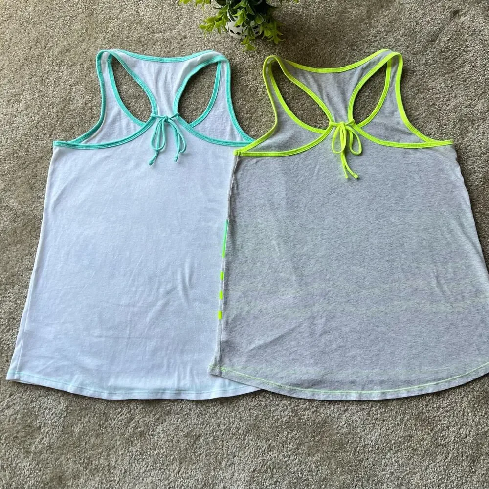 Justice White and Light Gray Racerback Graphic Tank Tops Set of 2 Size: 16